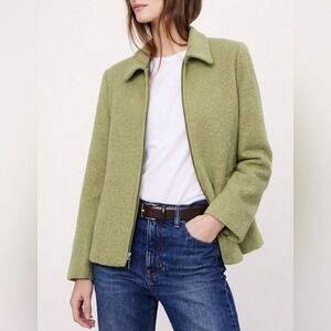 Olsen Collection Vintage Green Zip Up Cropped Coat Jacket
